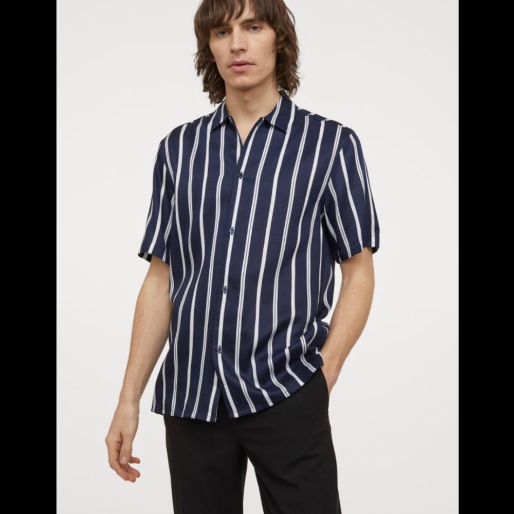 Dark blue/white striped shirt